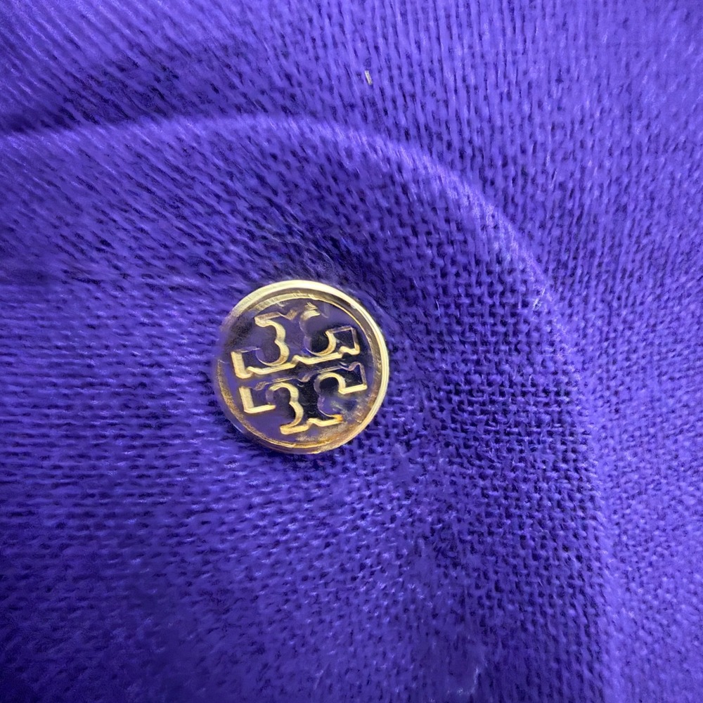 Tory Burch Petra Purple Sleeveless Sheath Dress Wool Blend Gold Hardware Size 12 - Picture 13 of 14